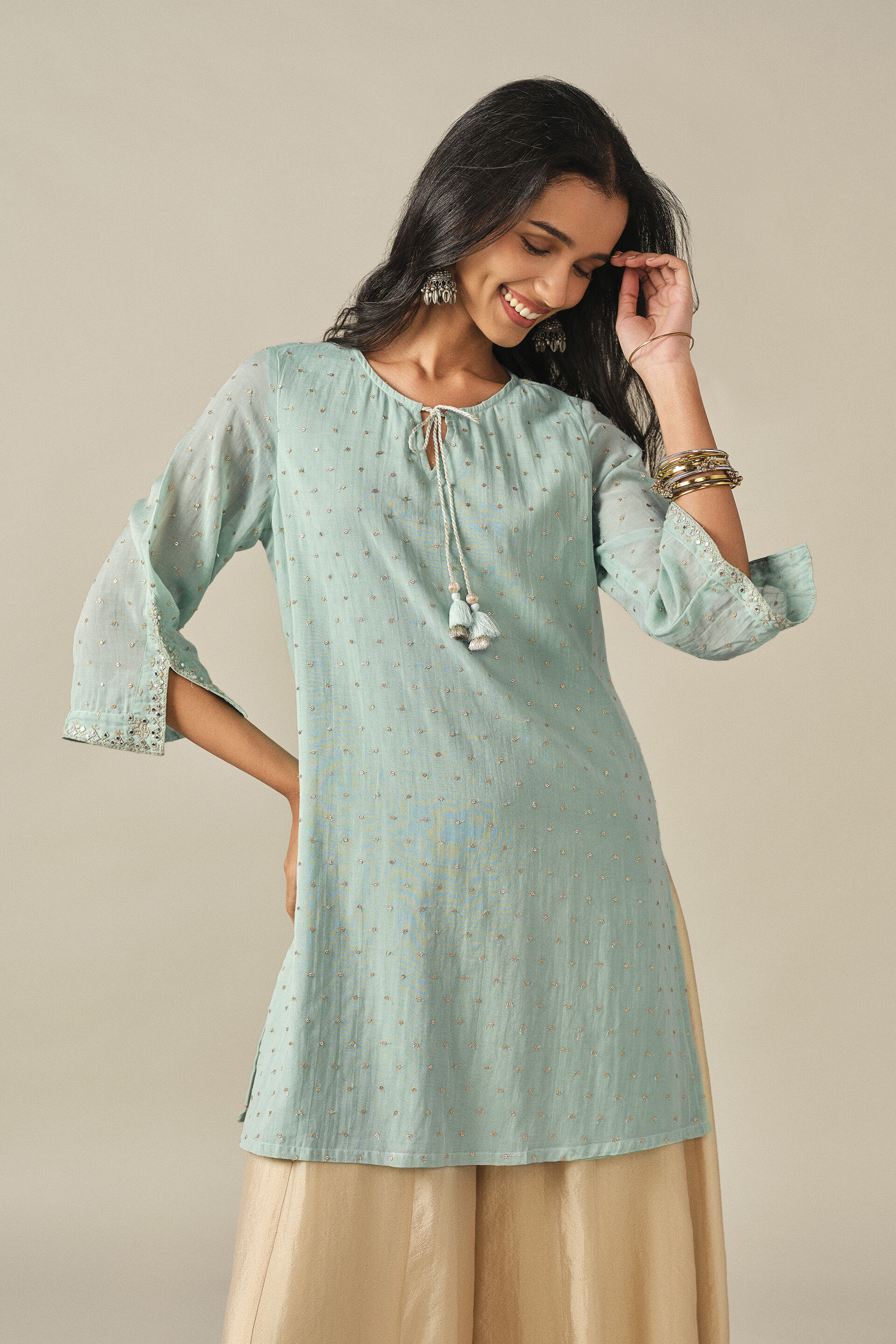 Embroidered Tunic in Sky Blue, Sky Blue, image 4